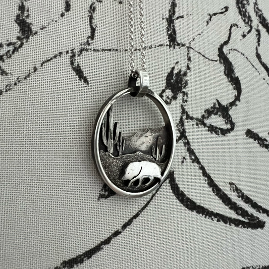 Baby Javelina Pendant Single-Sided Sterling Silver